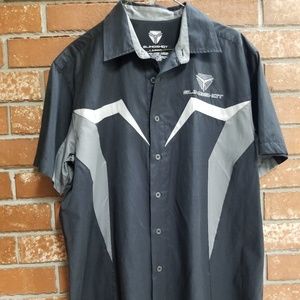 LARGE Mens Slingshot Shirt Black Gray Short Sleeve
